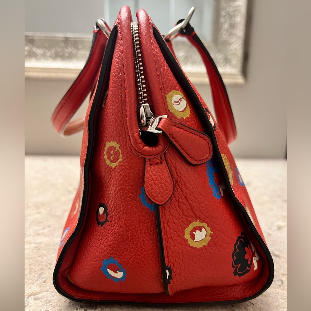 Coach.EUC.Gorgeous “NOLITA”. Pebble Leather Crossbody/Satchel.Red Floral.13X9.5" - Picture 7 of 13